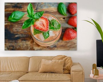 Aardbeien cocktail van Poster Art Shop