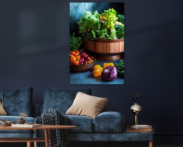 Mand met verse groenten van Poster Art Shop