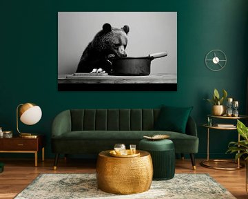 Bär in der Küche von Poster Art Shop