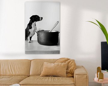 Hond in de keuken van Poster Art Shop