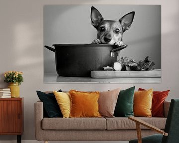 Hond in de keuken van Poster Art Shop