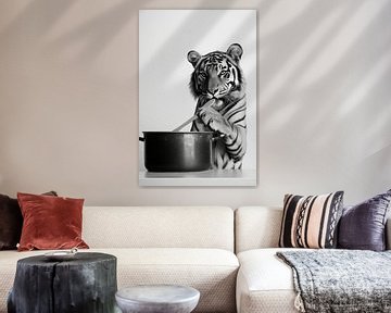 Tijger in de keuken van Poster Art Shop