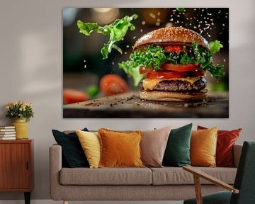 Sappige hamburger van Poster Art Shop