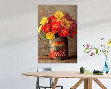 Bloemen in een glas van Poster Art Shop