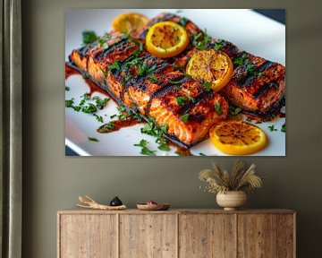 Gegrilde zalm van Poster Art Shop