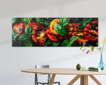 Gegrilde tomaten basilicum van Poster Art Shop