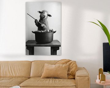 Koken met schapen van Poster Art Shop