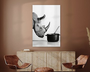 Neushoorn kookpot van Poster Art Shop