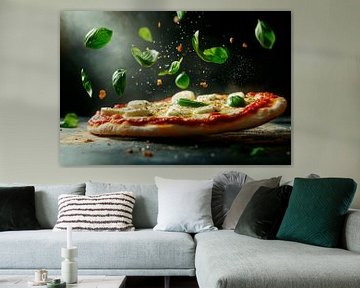 Pizza met basilicum van Poster Art Shop