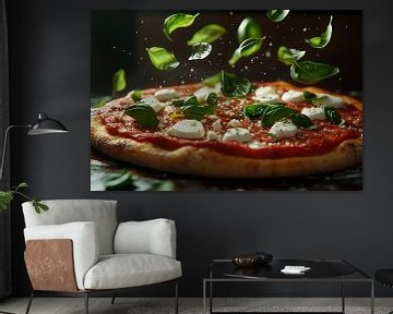 Pizza basilicum motregen van Poster Art Shop