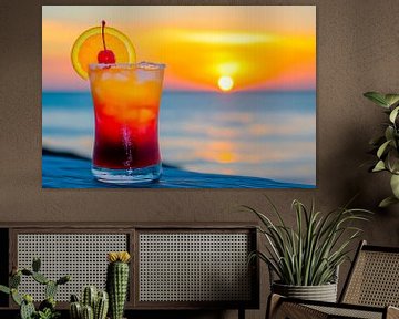 Cocktail bij zonsondergang van Poster Art Shop