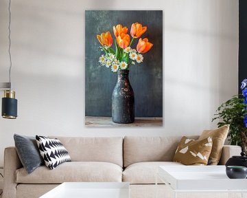 Tulpenboeket vaas van Poster Art Shop