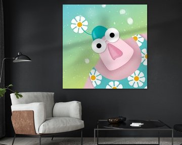 Portret met madeliefjes van Anjo Vrieling