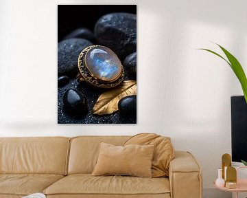 Maansteenring op zwarte stenen van Art & Soul Creations