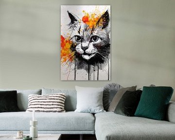 Ink cat with colour explosion
