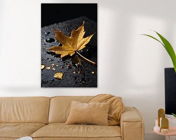 Gouden blad op natte steen van Art & Soul Creations