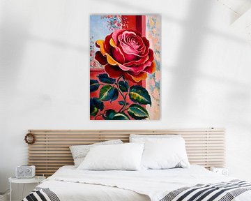 Kleurrijke realistische roos schilderij van Art & Soul Creations