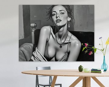 portret van een sexy vrouw in zwart wit