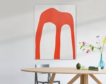 Organische abstracte kunst - oranje en witte tinten van Online Arts