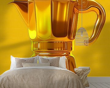 Percolator - Koffie in monochroom geel van Marianne Ottemann - OTTI