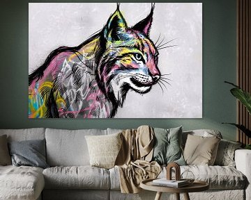 Kleurrijke lynx in graffiti-stijl van Art & Soul Creations