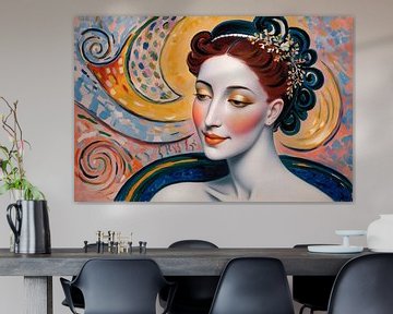 Art deco vrouw met kleurrijk patroon van Art & Soul Creations