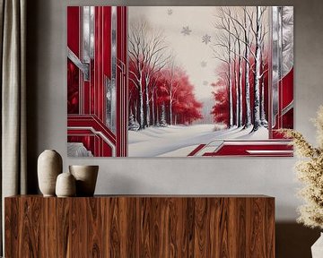 Winterlandschap in Art Deco stijl van Art & Soul Creations