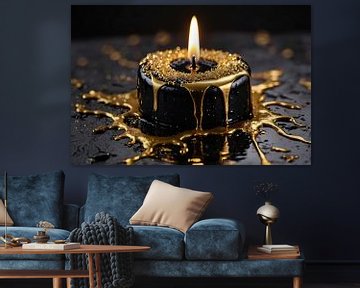 Zwarte kaars met gouden details van Art & Soul Creations