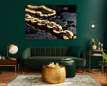 Gouden ketting op zwarte steen van Art & Soul Creations
