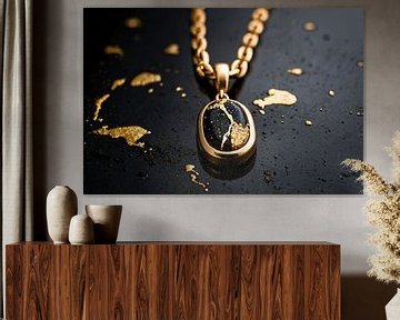 Gouden ketting met zwarte hanger van Art & Soul Creations