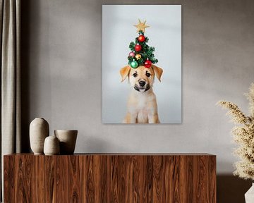 Kerst puppy van Poster Art Shop