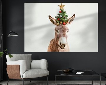 Ezel met kerstboom van Poster Art Shop