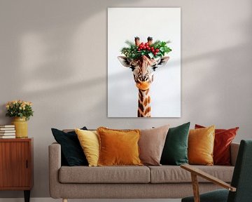 Kerstgiraffe van Poster Art Shop