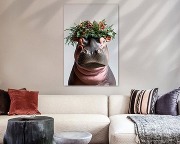 Hippo Christmas by Poster Art Shop