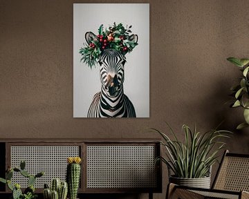 Zebra Kerstmis van Poster Art Shop