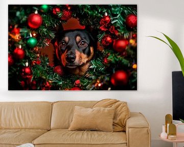 Weihnachtshund von Poster Art Shop