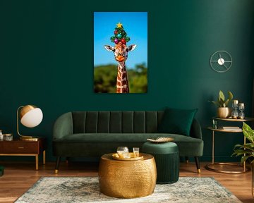 Christmas giraffe by Poster Art Shop