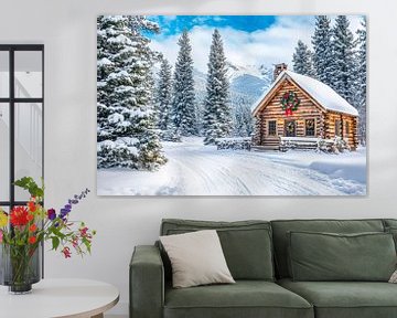 Winterhut in de sneeuw van Poster Art Shop