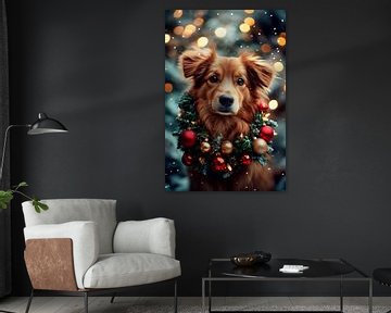 Kerst hond van Poster Art Shop