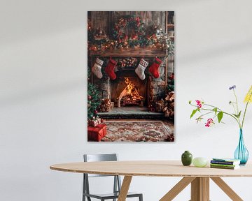 Kerst magie open haard van Poster Art Shop