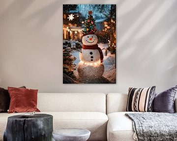 Sneeuwpop Kerstmis van Poster Art Shop