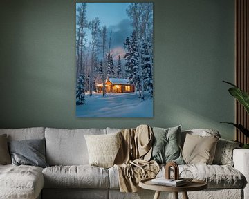 Winterhut in de sneeuw van Poster Art Shop