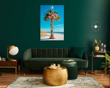 Kerst palm strand van Poster Art Shop