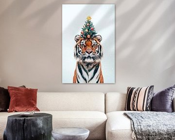 Tijger Kerstmis van Poster Art Shop