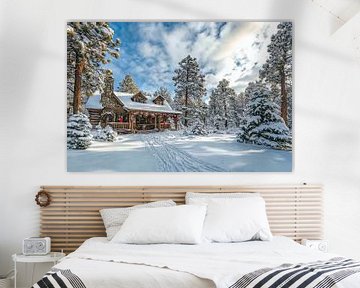 Besneeuwde hut van Poster Art Shop