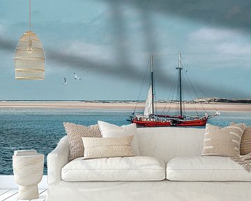 Tweemaster voor de duinen van Terschelling, Nederland