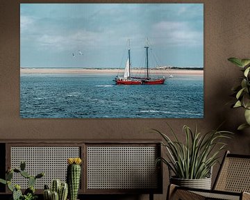 Sailing ship on the dunes of Terschelling by Rietje Bulthuis