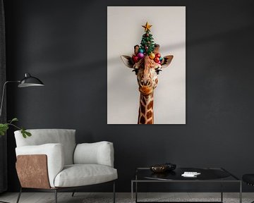 Kerstgiraffe van Poster Art Shop