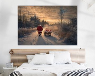 Kerstman winter van Poster Art Shop