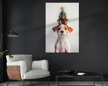 Kerst puppy van Poster Art Shop